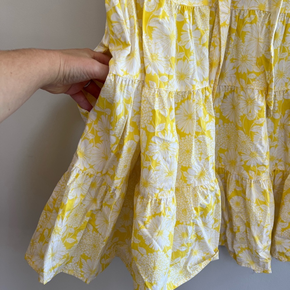 Lisa Marie Fernandez X Target Floral Yellow Cotton Tiered Dress Neck Tie, L - Picture 6 of 9